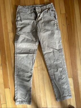 American Eagle Outfitters Tan Khaki Chino Pants with Embroidered Waistband